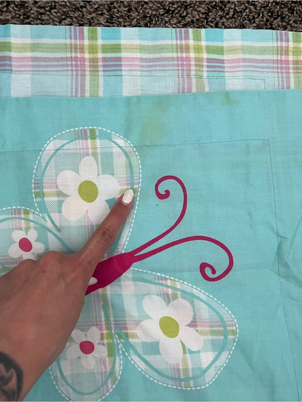Butterfly Pillowcase Set | Turquoise Plaid | Camping, Travel & Kids Room